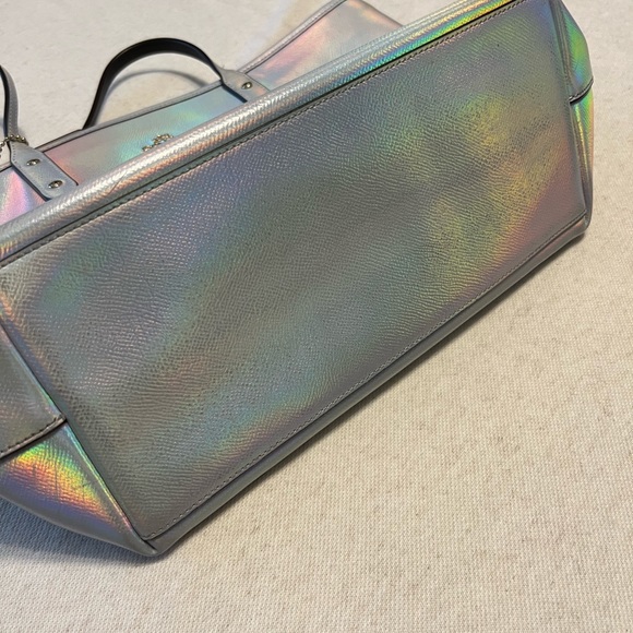Coach Hologram City Zip Tote and Wallet Iridescent Leather Silver - Picture 6 of 11